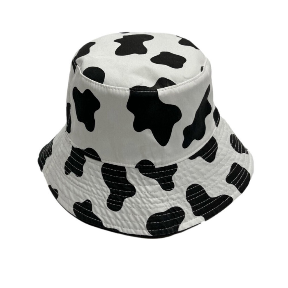 Bucket Hat black and white reversible cow motif printed designs woman’s